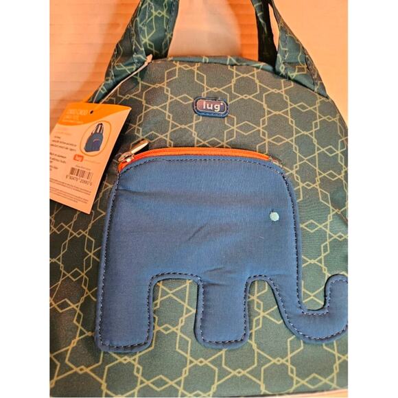 Lug Lunch Tote New tag ChooChoo Elephant  design Teal Green Yellow Orange Zipper - Picture 2 of 8